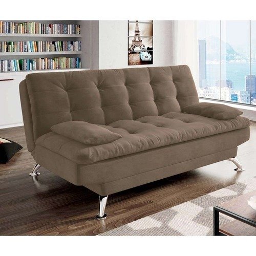 Sofá-Cama 3 Lugares Casal Premium Suede Marrom